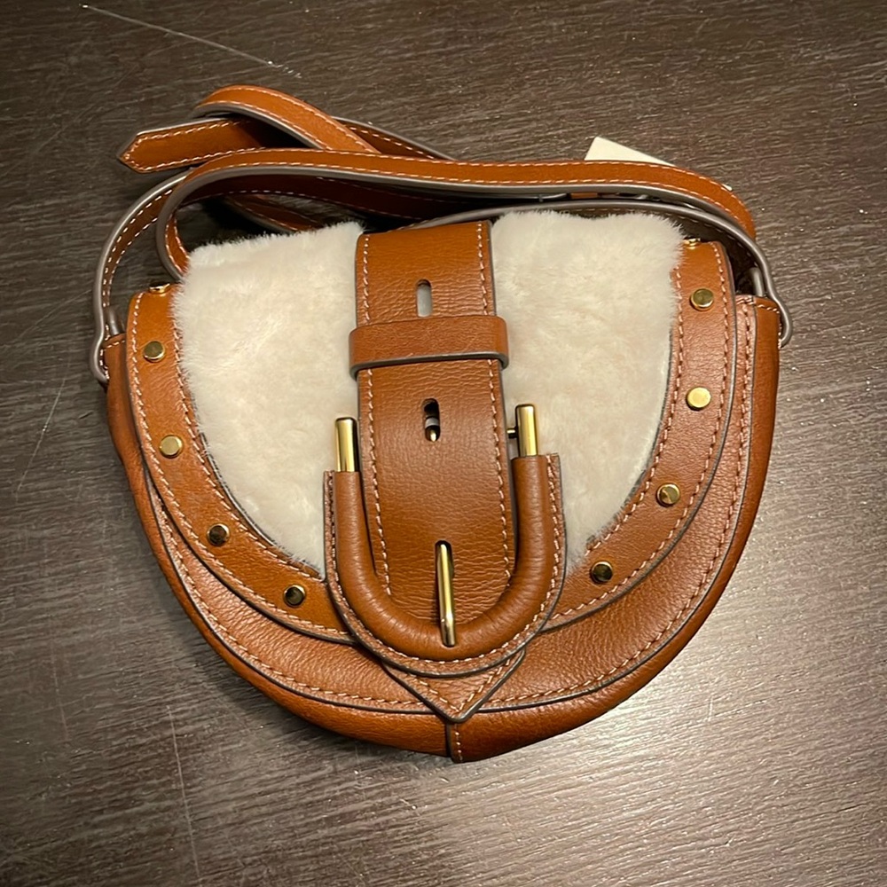 Fossil Brown and Cream Crossbody Bag